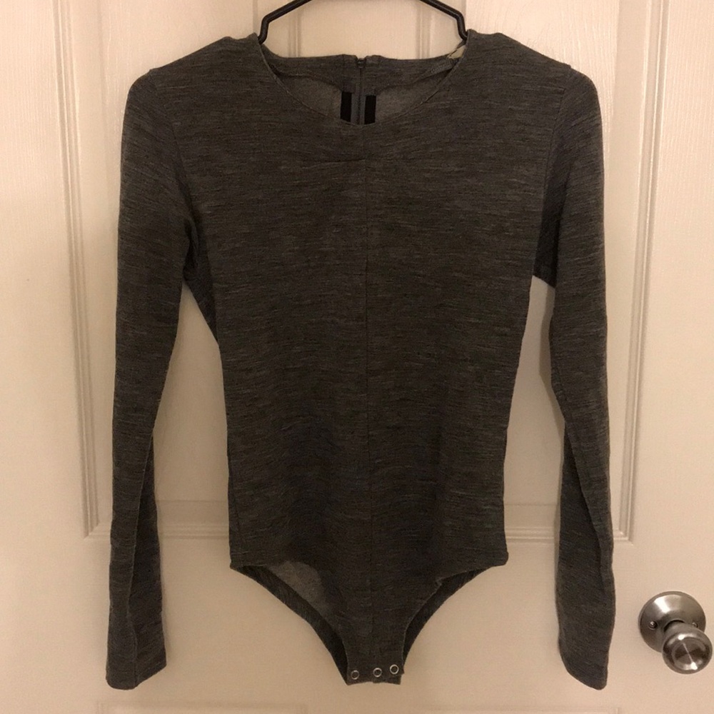J Brand grey long sleeve leotard